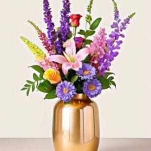 Zijden bloemen boeket met roze bloemen productfoto